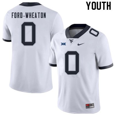 Youth West Virginia Mountaineers NCAA #0 Bryce Ford-Wheaton White Authentic Nike Stitched College Football Jersey GQ15N81FY